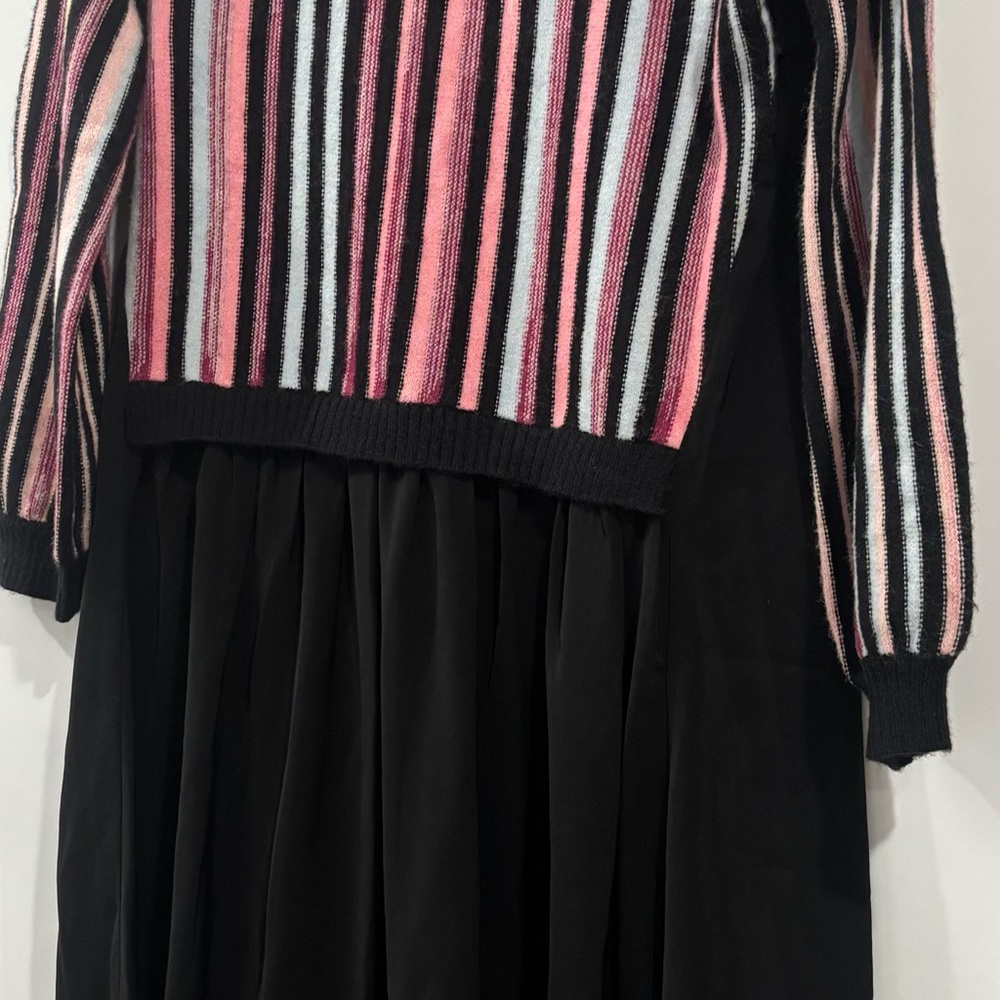 Colorful Striped Kids Dress with Black Skirt